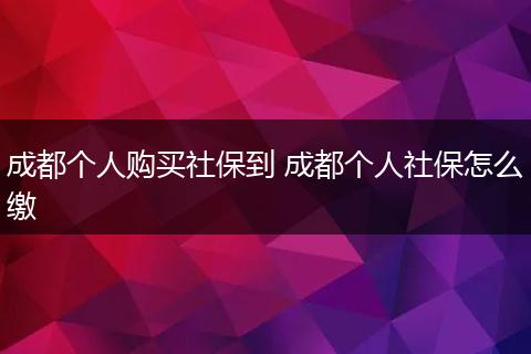 成都个人购买社保到 成都个人社保怎么缴