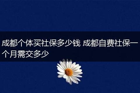 成都个体买社保多少钱 成都自费社保一个月需交多少