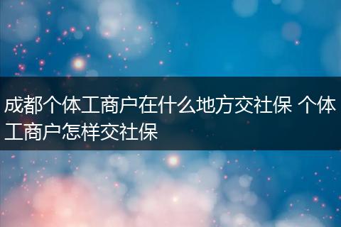 成都个体工商户在什么地方交社保 个体工商户怎样交社保