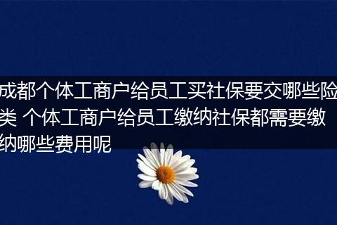 成都个体工商户给员工买社保要交哪些险类 个体工商户给员工缴纳社保都需要缴纳哪些费用呢