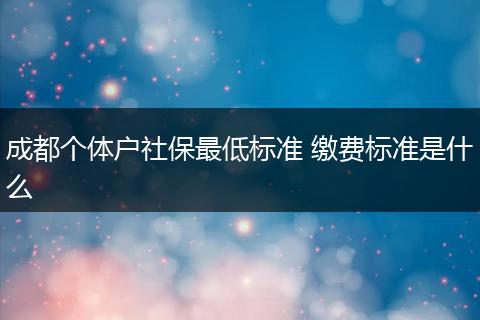 成都个体户社保最低标准 缴费标准是什么
