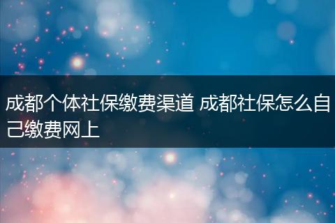 成都个体社保缴费渠道 成都社保怎么自己缴费网上
