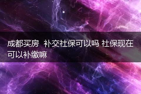 成都买房  补交社保可以吗 社保现在可以补缴嘛