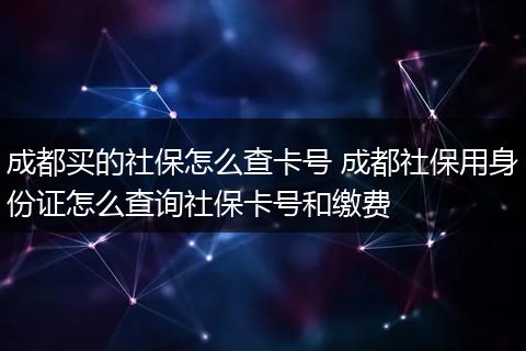 成都买的社保怎么查卡号 成都社保用身份证怎么查询社保卡号和缴费