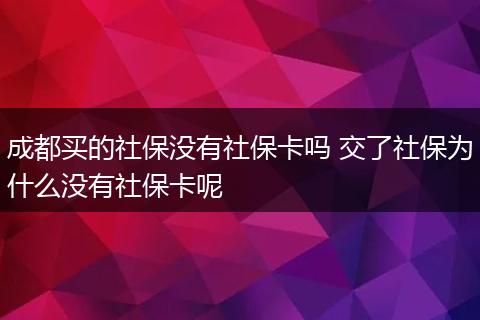 成都买的社保没有社保卡吗 交了社保为什么没有社保卡呢