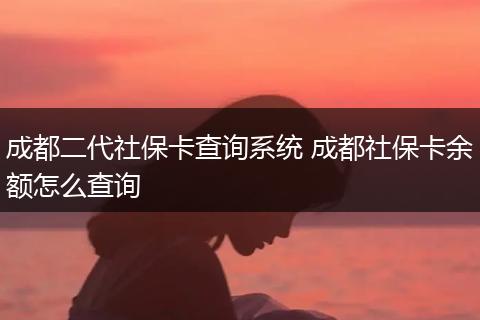成都二代社保卡查询系统 成都社保卡余额怎么查询