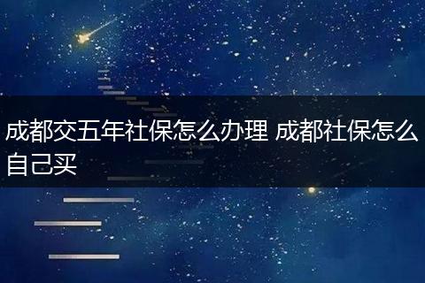 成都交五年社保怎么办理 成都社保怎么自己买