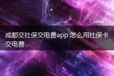 成都交社保交电费app 怎么用社保卡交电费
