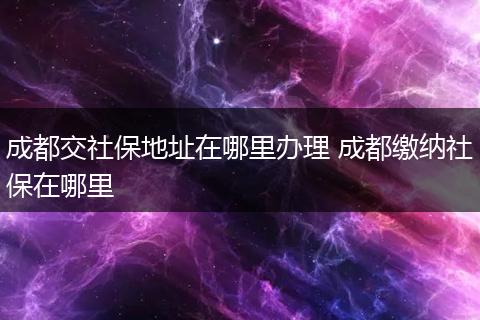 成都交社保地址在哪里办理 成都缴纳社保在哪里