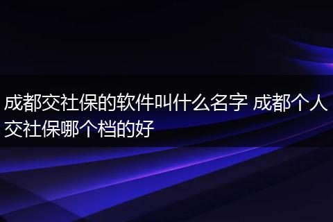 成都交社保的软件叫什么名字 成都个人交社保哪个档的好