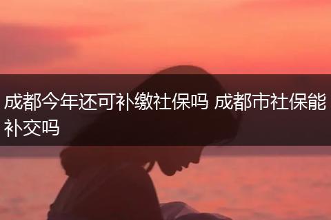 成都今年还可补缴社保吗 成都市社保能补交吗
