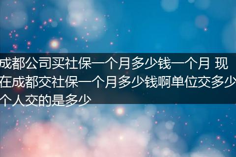 成都公司买社保一个月多少钱一个月 现在成都交社保一个月多少钱啊单位交多少个人交的是多少