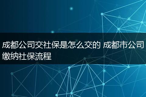 成都公司交社保是怎么交的 成都市公司缴纳社保流程