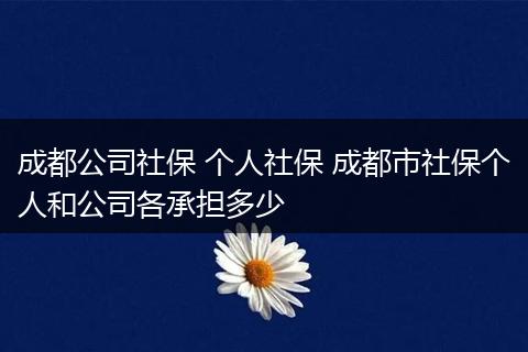 成都公司社保 个人社保 成都市社保个人和公司各承担多少