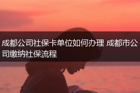 成都公司社保卡单位如何办理 成都市公司缴纳社保流程