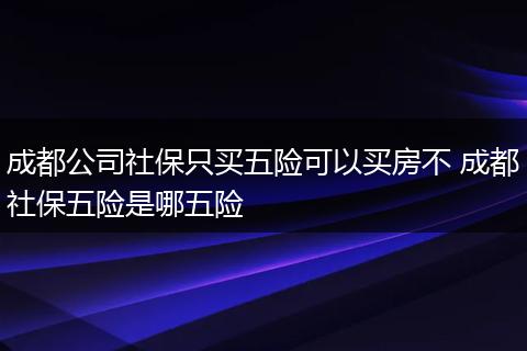 成都公司社保只买五险可以买房不 成都社保五险是哪五险