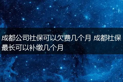 成都公司社保可以欠费几个月 成都社保最长可以补缴几个月