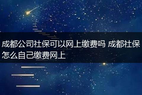 成都公司社保可以网上缴费吗 成都社保怎么自己缴费网上