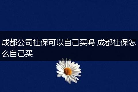 成都公司社保可以自己买吗 成都社保怎么自己买