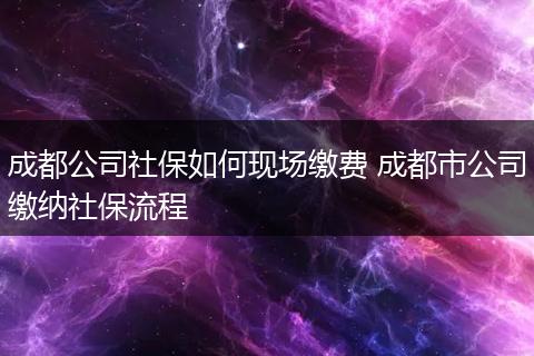 成都公司社保如何现场缴费 成都市公司缴纳社保流程