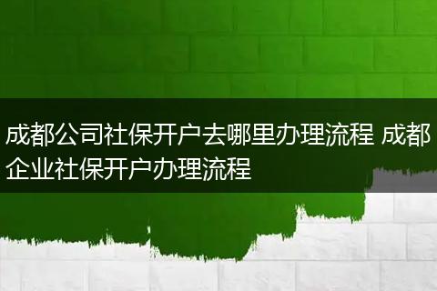 成都公司社保开户去哪里办理流程 成都企业社保开户办理流程