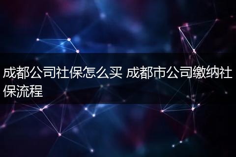 成都公司社保怎么买 成都市公司缴纳社保流程