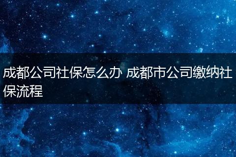 成都公司社保怎么办 成都市公司缴纳社保流程