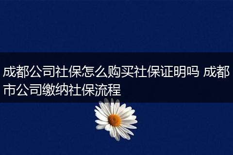 成都公司社保怎么购买社保证明吗 成都市公司缴纳社保流程