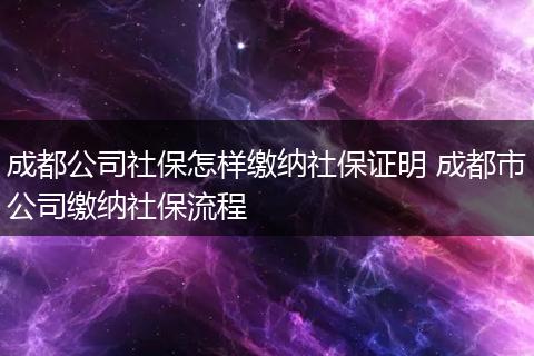 成都公司社保怎样缴纳社保证明 成都市公司缴纳社保流程
