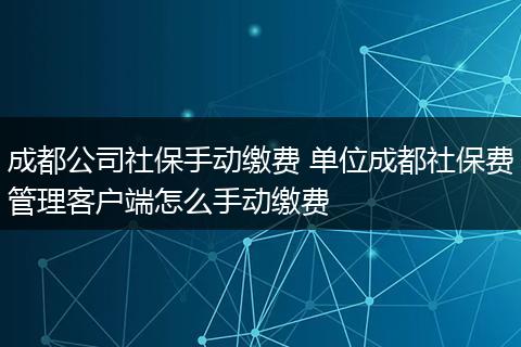 成都公司社保手动缴费 单位成都社保费管理客户端怎么手动缴费