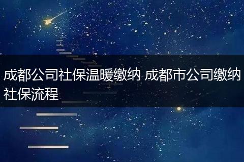 成都公司社保温暖缴纳 成都市公司缴纳社保流程