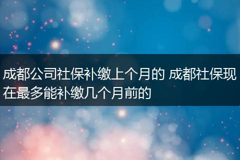成都公司社保补缴上个月的 成都社保现在最多能补缴几个月前的