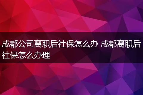 成都公司离职后社保怎么办 成都离职后社保怎么办理