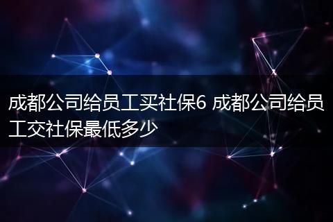 成都公司给员工买社保6 成都公司给员工交社保最低多少