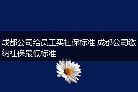 成都公司给员工买社保标准 成都公司缴纳社保最低标准