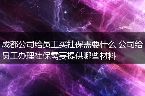 成都公司给员工买社保需要什么 公司给员工办理社保需要提供哪些材料