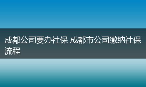 成都公司要办社保 成都市公司缴纳社保流程