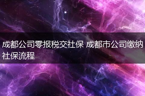 成都公司零报税交社保 成都市公司缴纳社保流程