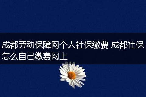 成都劳动保障网个人社保缴费 成都社保怎么自己缴费网上