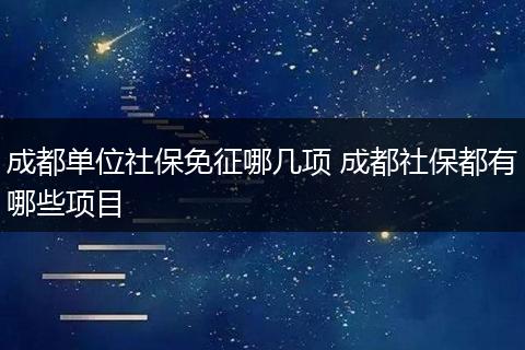 成都单位社保免征哪几项 成都社保都有哪些项目