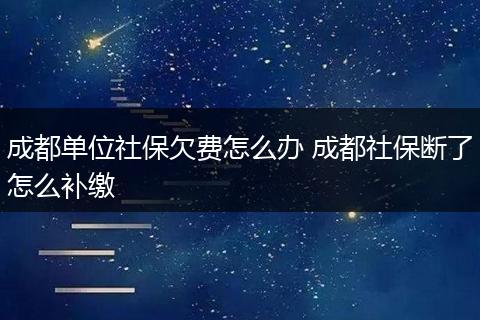 成都单位社保欠费怎么办 成都社保断了怎么补缴