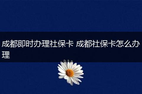 成都即时办理社保卡 成都社保卡怎么办理