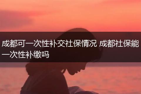 成都可一次性补交社保情况 成都社保能一次性补缴吗