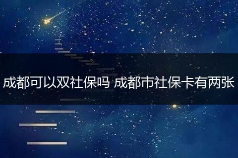 成都可以双社保吗 成都市社保卡有两张