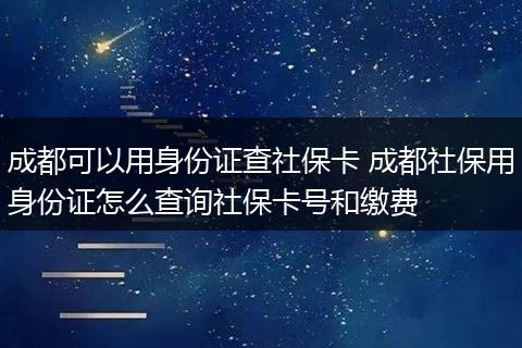 成都可以用身份证查社保卡 成都社保用身份证怎么查询社保卡号和缴费