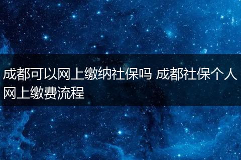 成都可以网上缴纳社保吗 成都社保个人网上缴费流程