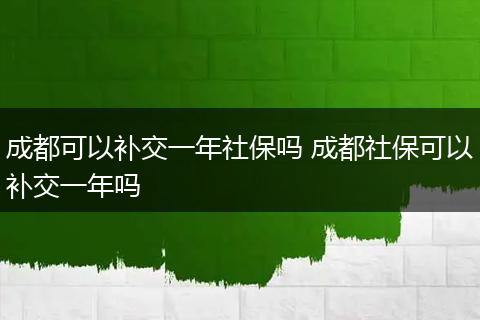 成都可以补交一年社保吗 成都社保可以补交一年吗