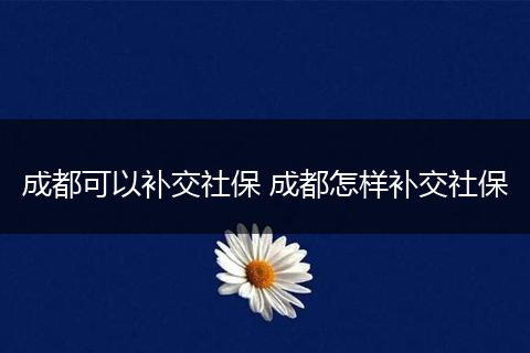 成都可以补交社保 成都怎样补交社保