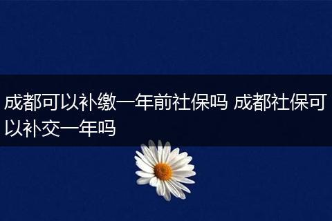 成都可以补缴一年前社保吗 成都社保可以补交一年吗