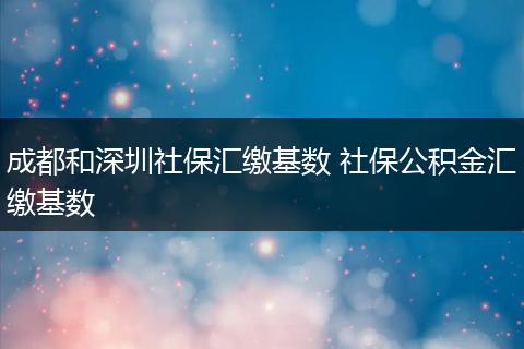 成都和深圳社保汇缴基数 社保公积金汇缴基数